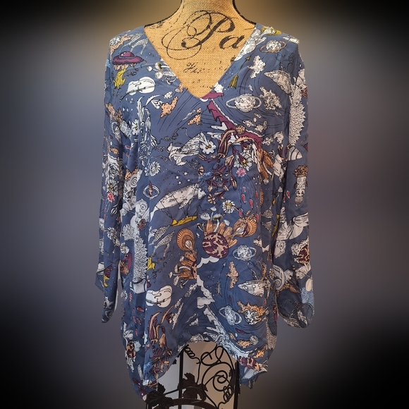Dorothee Schumacher Fantastic Long Sleeve Psychedelic Print Journey Blouse - Picture 3 of 16